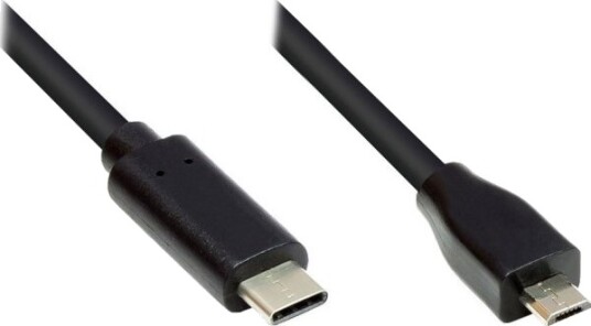 Tilkoblingskabel Usb 2.0 Usb-C™-Plugg Til Usb 2.0 Micro B-Plugg Cu Svart 0,5 M Good Connections® Gc-M0121