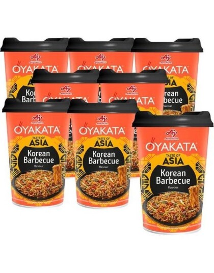 8 stk Aj Oyakata Korean Barbecue Flavour Noodle Cup   Hel Eske 744 gram Japan