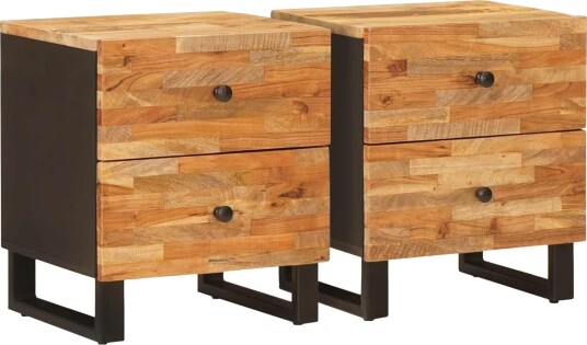 Nattbordskap 2 pcs Brun 40 x 33 x 46 cm Massiv mango tre