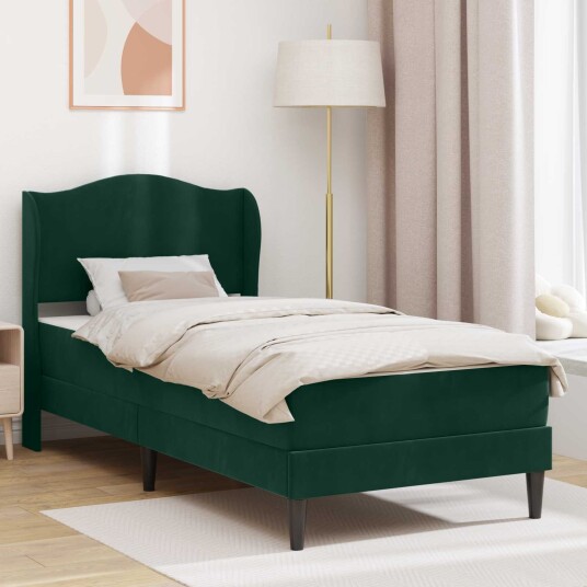 Sengestamme med hodegjerde 2 pcs Mørkegrønn 90 x 190 cm Fløyel