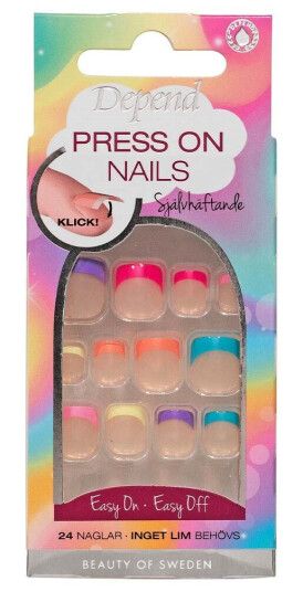 Depend Press On Nails Colourful Frenc