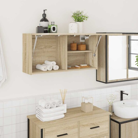 Veggskap til baderom sonoma eik 80x25x40 cm konstruert tre Veggskap til baderom sonoma eik 80x25x40 cm konstruert tre