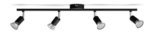 Philips Påbygd spotlys, Overflateegnet, GU10, 4 ampuller, 220-240 V, Sort