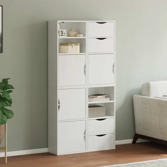 Sideskap 4 stk ODDA hvit 40x24x79 cm heltre furu