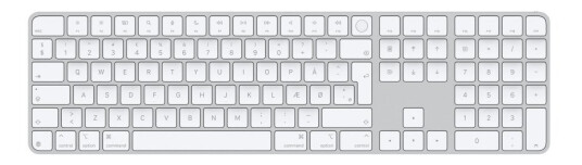 Apple Magic Keyboard With Touch Id And Numeric Keypad - Tastatur - Usb-C - Trådløs - Bluetooth - Qwerty - Dansk - Hvite Taster