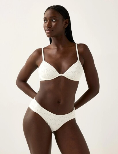 Lindex Unpadded Bikini Bra With Embroidery White M