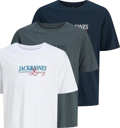 Jack & Jones Jjjade Tee Ss Crew Neck 3Pk Mp Jnr - TURBULENCE - 128