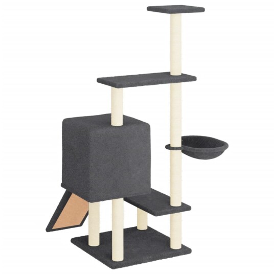 Vidaxl Kattetre Med Klorestolper I Sisal Mørkegrå 130.5 cm