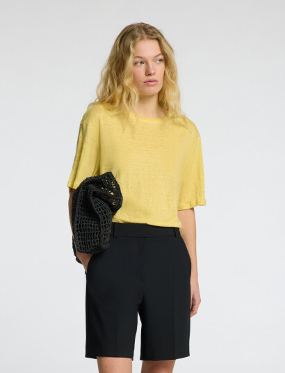 Selected Slfvilja Linen Ss Tee - Yellow - XS