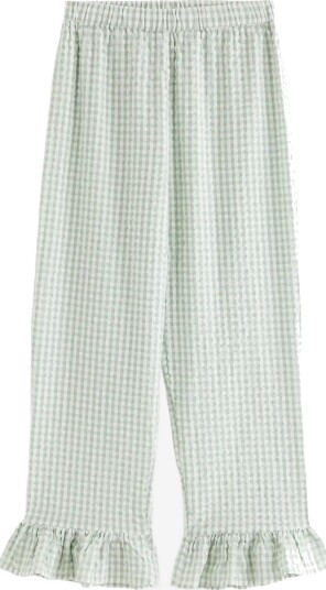 Lindex Pyjama Trousers In Seersucker LIGHT DUSTY GREEN L