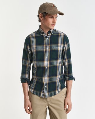 Gant Klassisk Regular Fit Flanellskjorte Med Ruter Tartan Green M