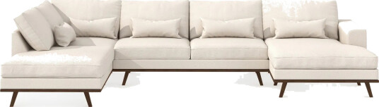 Copenhagen 5 seters Venstrevendt U formet Large Sofa med Divan og Sjeselong i Stoff   Beige
