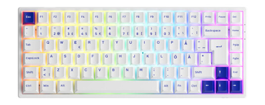 Akko 3084B Blue/White CS Jelly Pink - ND - Gamingtastatur - Nordisk - Hvit