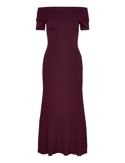 Bardot Harro Pleated Knit Dress   Burgundy   XS