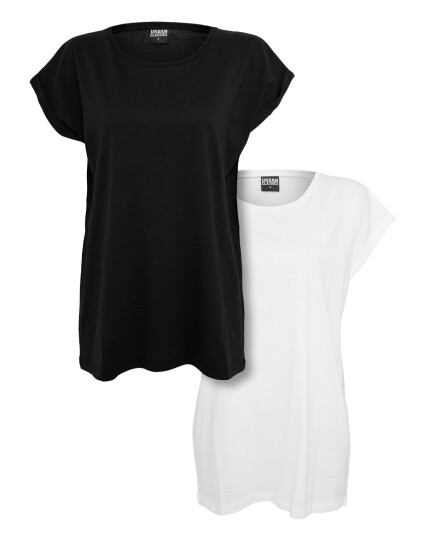 Urban Classics 2-Pak Thirt Women's Extra Shoulders Svart / Hvit Svart Hvit