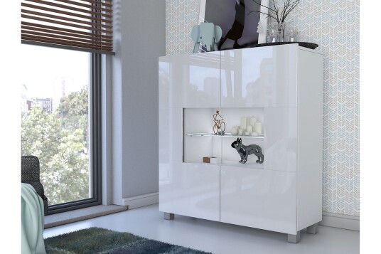 Calabrini Vitrineskap 100x35x107 cm   Hvit