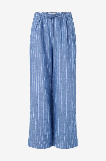 Gina Tricot Linbukser Wide Linen Trousers Blå