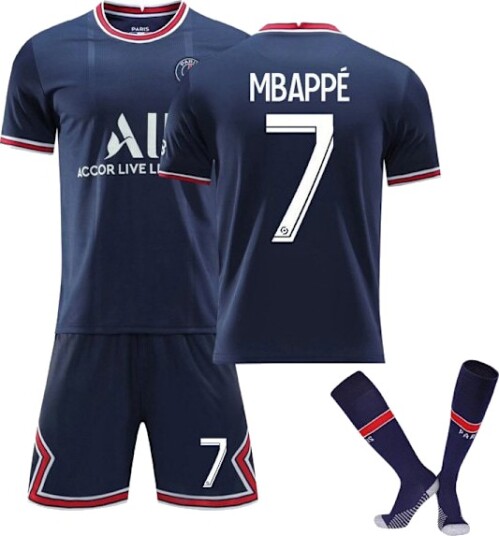 Fotballsett for barn Fotballtrøye Treningstrøye Mbappe Voksen Barn Fotball Trøyer Blå