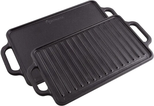 Victoria Stekeplate støpejern vendbar 21x33 cm Svart