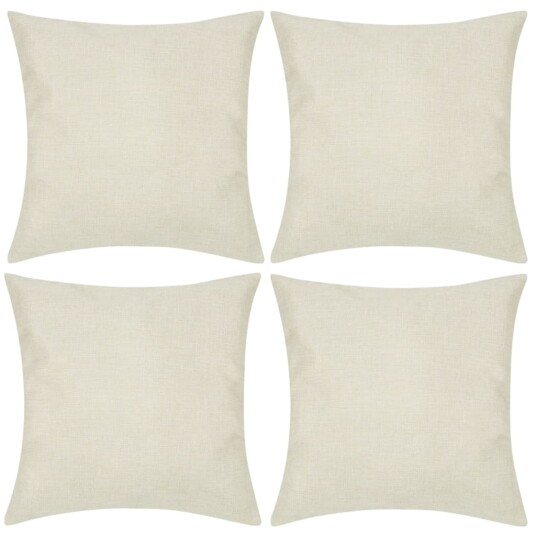 vidaXL 4 Beige putetrekk, lintøystil 80 x 80 cm