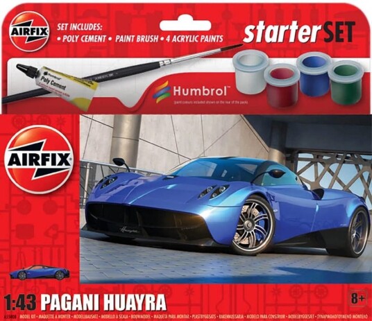 Airfix 1/43 Pagani Huayra Modellbyggesett med Lim og Farger