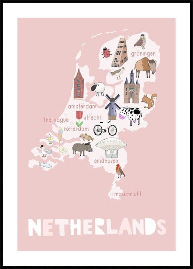 The Netherlands Illustration by Artist Carla Daly Poster Plakat / 30x40cm