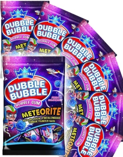 12 stk Dubble Bubble Meteorite Tungefargende Jordbærtyggegummi Hel Eske 1,02 kg