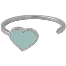 Design Letters Enamel Heart Ring Silver Soft Green