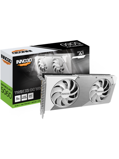 Inno3D GeForce RTX 5060 Twin X2 OC Hvit 8GB GDDR7 Grafikkort