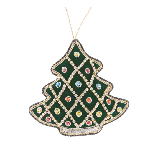 Tinker Tailor Juletre med broderinger 10,5cm krystaller grønn