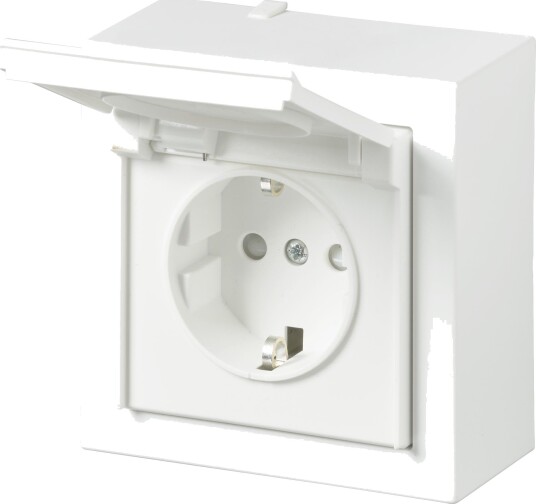 Abb Stikkontakt 20Esw-884 1-Veis, Hvit, Overflatemontert