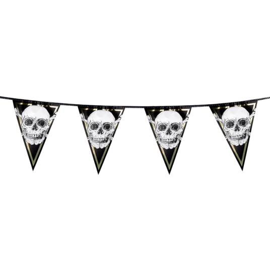 4 Meter Vimpelbanner i Folie med Gullfarget Bakside Golden Pirate