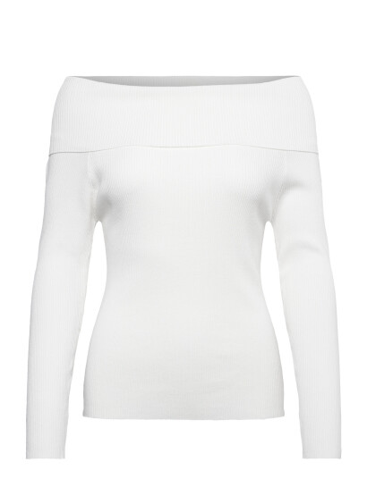 A View Rib Offshoulder Blouse   White   XXL