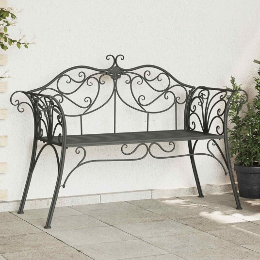 vidaXL Hagebenk 2 seter 131 x 47,5 x 90 cm Stål Sølvgrå