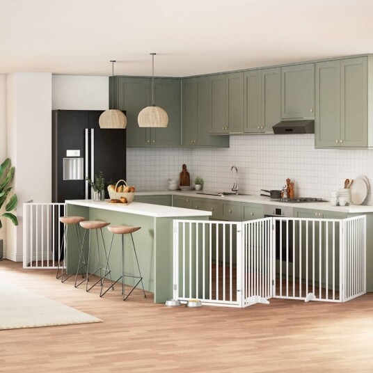 Vidaxl Hundeport Sammenleggbar 12 Paneler Hvit 960 cm Poppeltre