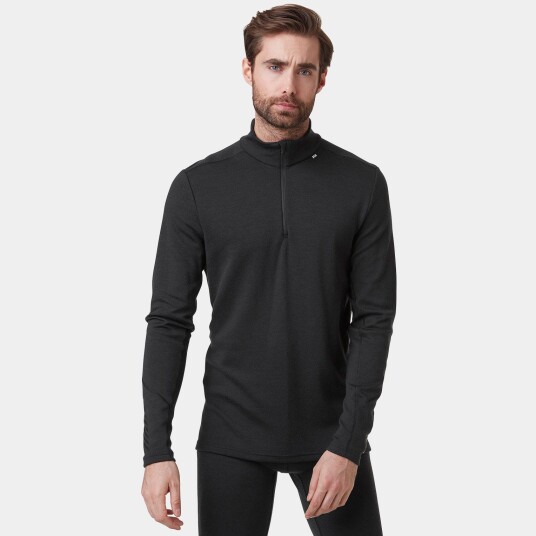 Helly Hansen Herre Lifa Merino Mellomvekt 1/2 Glidelås Basislag Svart L