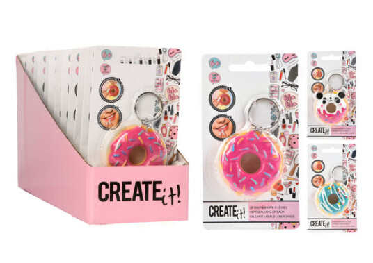 Leppepomade donut m nøkkelring 6ass