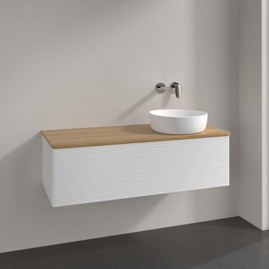 Villeroy & Boch Antao Servantskap med 1 skuff 120x50x36 cm m/lys Hvit Blank/Eik Villeroy & Boch Antao Servantskap med 1 skuff 120x50x36 cm m/lys Hvit Blank/Eik