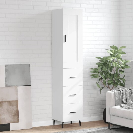 vidaXL Highboard hvit 34,5x34x180 cm konstruert tre 8720845496319
