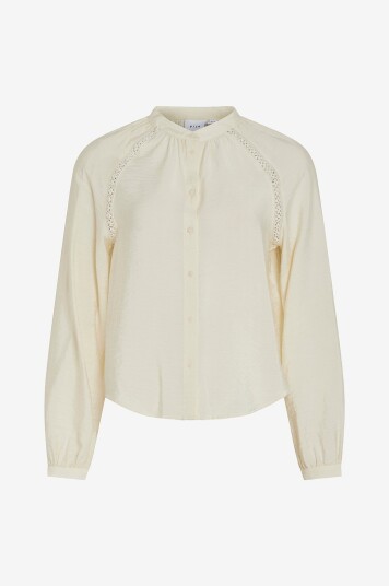 Evoked Vila - Bluse viDogma L/S Lace Top/cur - Natur