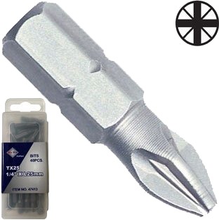 BATO 1/4' Bits Pz2 x 25mm. 40 stk. pk.