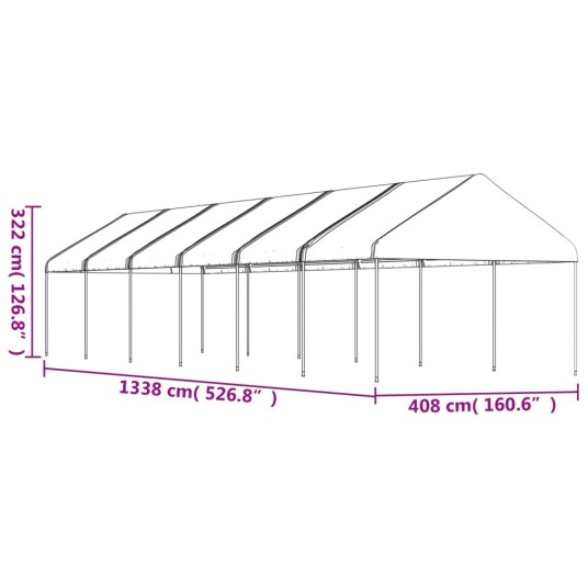 vidaXL Paviljong med tak hvit 13,38x4,08x3,22 m polyetylen vidaXL Paviljong med tak hvit 13,38x4,08x3,22 m polyetylen