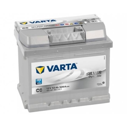 VARTA Silver Dynamic Batteri 12V 52AH 520CCA +høyre C6. VARTA Silver Dynamic Batteri 12V 52AH 520CCA +høyre C6.