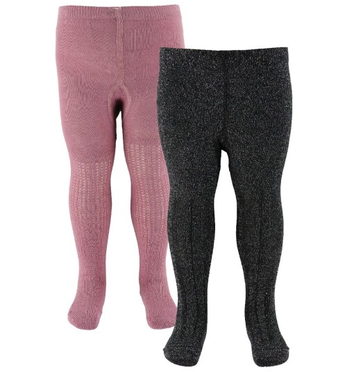 Minymo Strømpebukser 2 pack Rosa/Svart m. Glitter 80/86 Strømpebukser 80 86