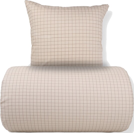 Nordstrand Home Dobbelt sengetøy 240x220 cm   100% bomull   Sandfarget med brune ruter