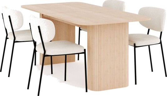 Kopparbo Spisegruppe 180-240 cm Forlengbar med 4 Gemmiano Spisestoler - Whitewash