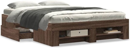 Sengeramme uten madrass brun eik 120x190 cm konstruert tre 8721102855238