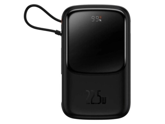 Baseus Qpow 10000mAh Powerbank med USB-C og Digitalt Display - Svart