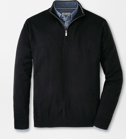 Peter Millar Autumn Crest Quarter Zip Svart Golfgenser herre Black Large
