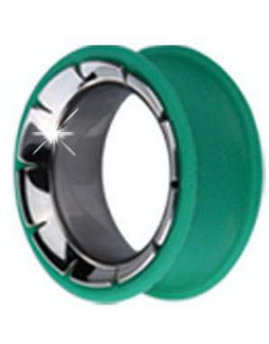 Piercing Tunnel i Silikon med Kirurgisk Stål 316L Grønn Strl 22 mm